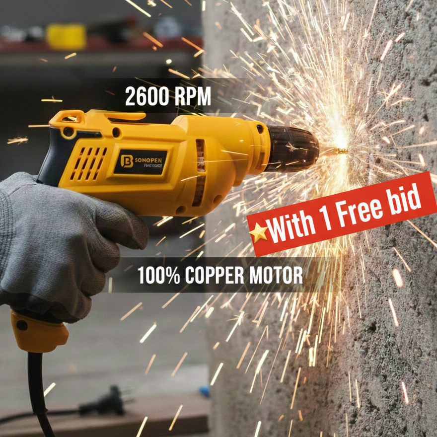 Professional Drill Machine 10mm Chuck + 1 free Bid | 2600 RPM | 100% Copper Motor