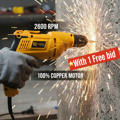 Professional Drill Machine 10mm Chuck + 1 free Bid | 2600 RPM | 100% Copper Motor