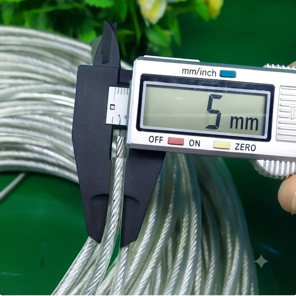 PVC coated Steel Wire 6mm thick heavy duty Rope Cable  Waterproof, Strong Multi-Purpose Rope for GYM, Laundry Clothesline, Curtain Wire & Cradle